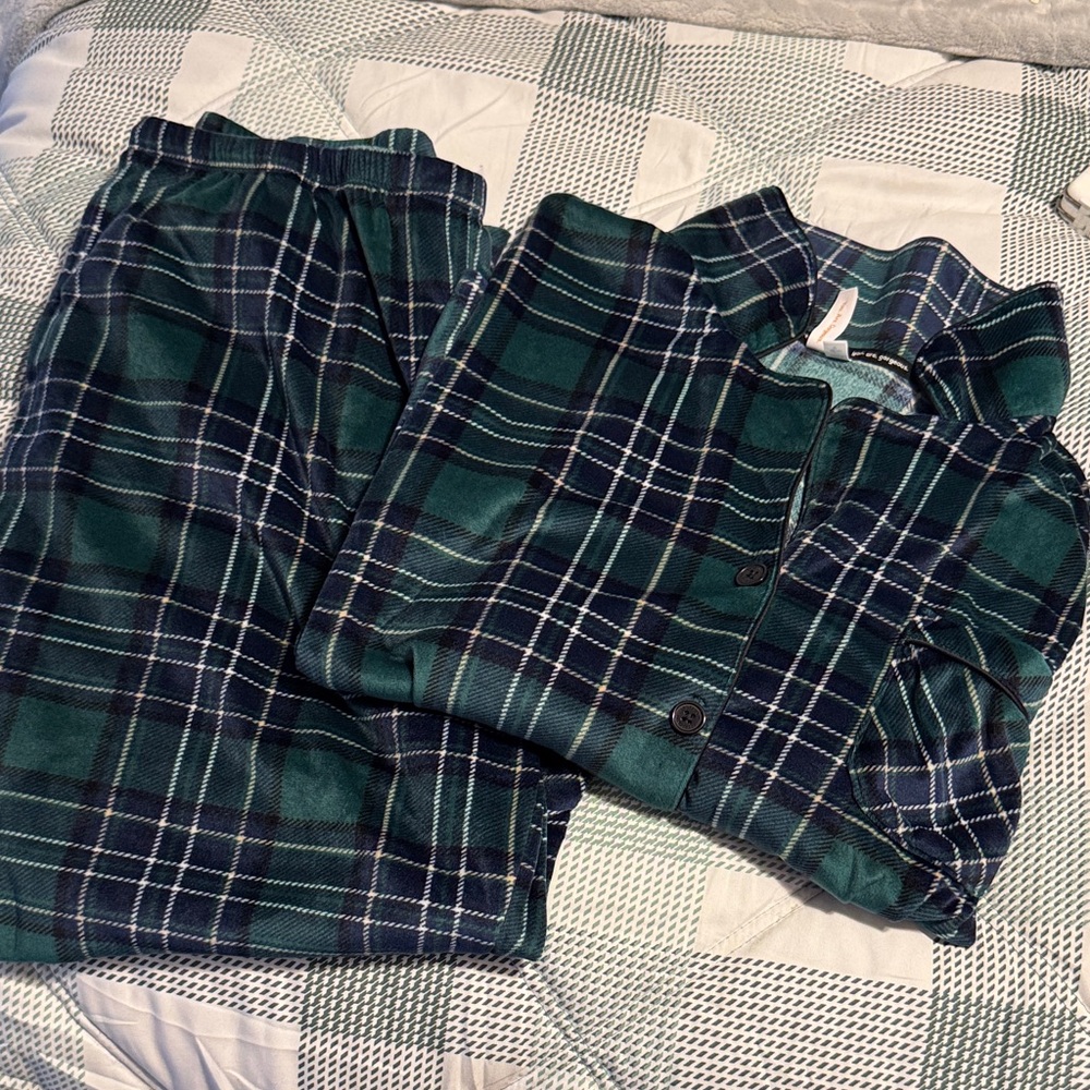 Plaid Pajamas - Green and Blue